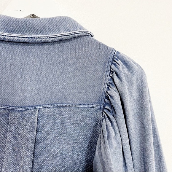 BOGO! Anthropologie Pilcro Chambray Denim Sweatshirt Buttondown Jacket XXS - Picture 10 of 12